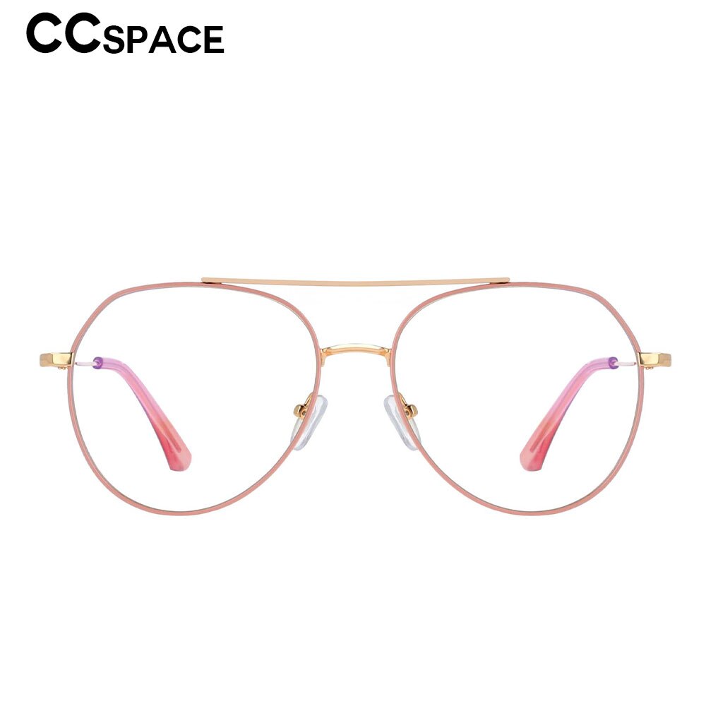 CCspace Women Full Rim Oversized Round Alloy Frame Eyeglasses 53372 Full Rim CCspace