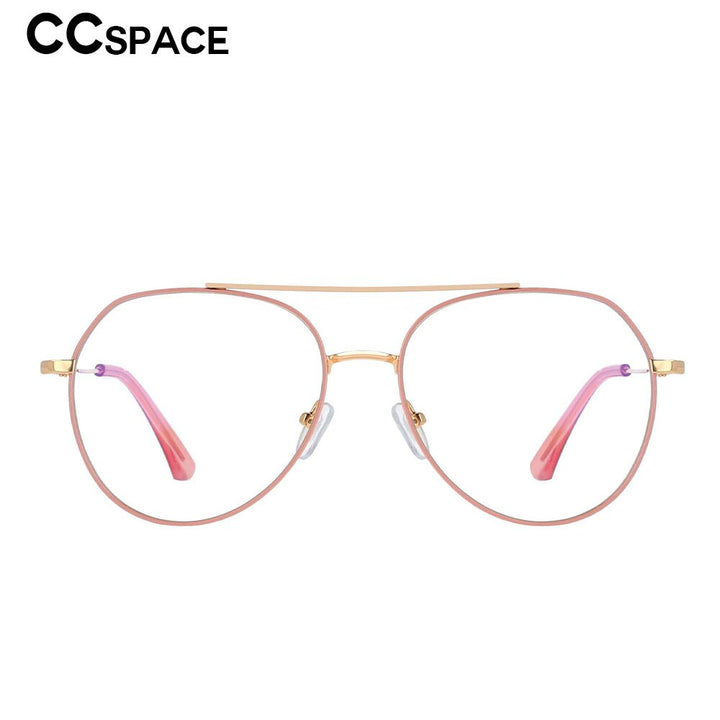 CCspace Women Full Rim Oversized Round Alloy Frame Eyeglasses 53372 Full Rim CCspace