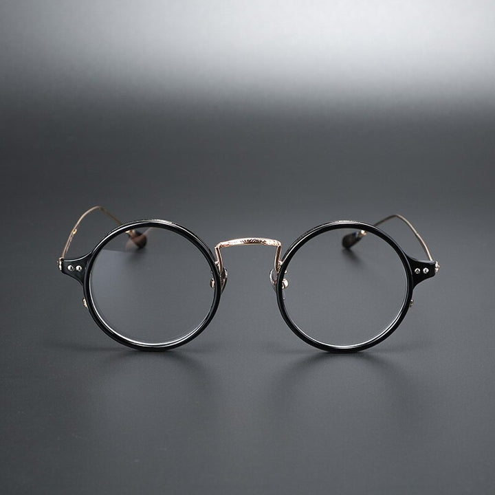 Cubojue Unisex Full Rim Round Acetate Alloy Myopia Reading Glasses M Reading Glasses Cubojue