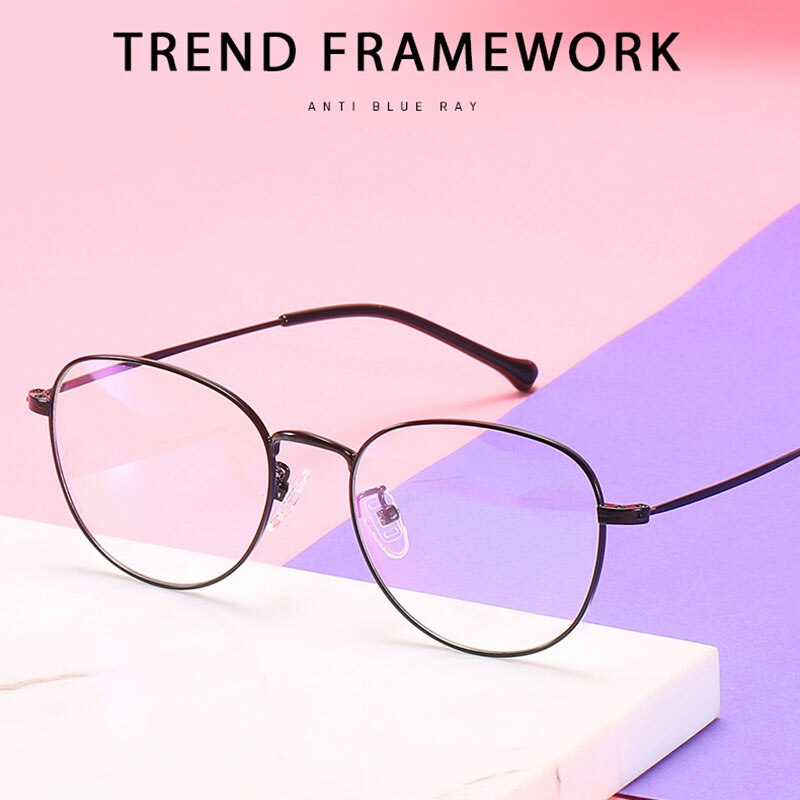 Hotony Unisex Full Rim Polygon Round Alloy Eyeglasses 7444 Full Rim Hotony