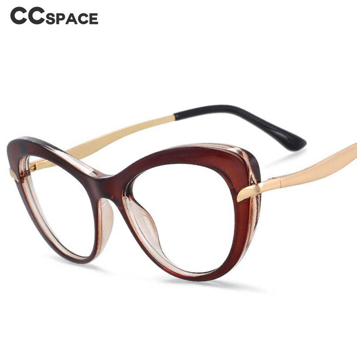 CCspace Women's Full Rim Cat Eye Tr 90 Titanium Frame Eyeglasses 54024 Full Rim CCspace