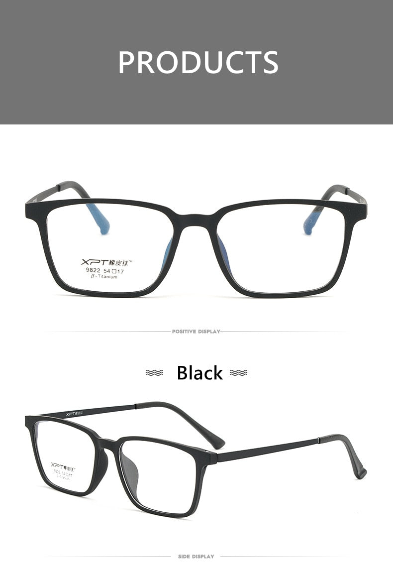 Yimaruili Men's Full Rim Square β Titanium TR 90 Resin Frame Eyeglasses 9822 Full Rim Yimaruili Eyeglasses