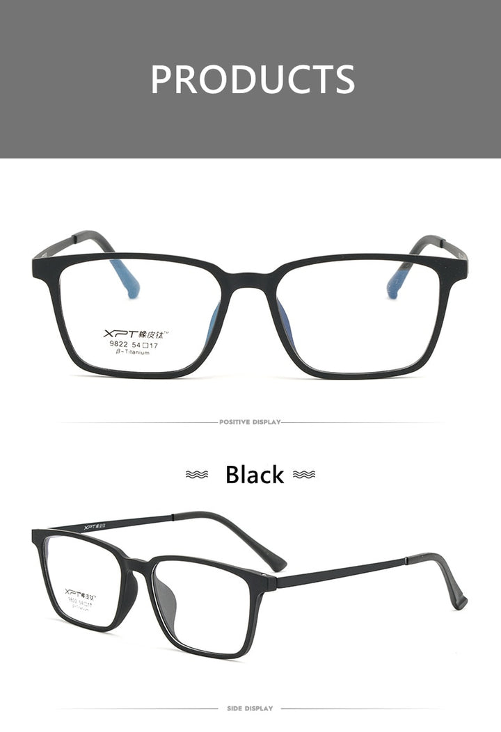 Yimaruili Men's Full Rim Square β Titanium TR 90 Resin Frame Eyeglasses 9822 Full Rim Yimaruili Eyeglasses