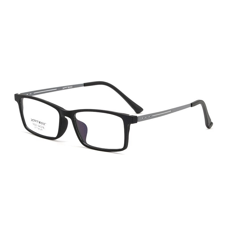 Hotony Unisex Full Rim Rectangle TR 90 Resin B Titanium Frame Eyeglasses 9826 Full Rim Hotony Black Gray
