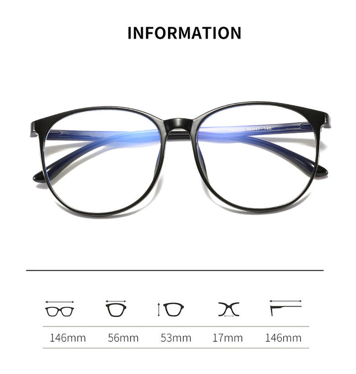 Hotony Unisex Full Rim TR 90 Resin Round Frame Eyeglasses 5703 Full Rim Hotony