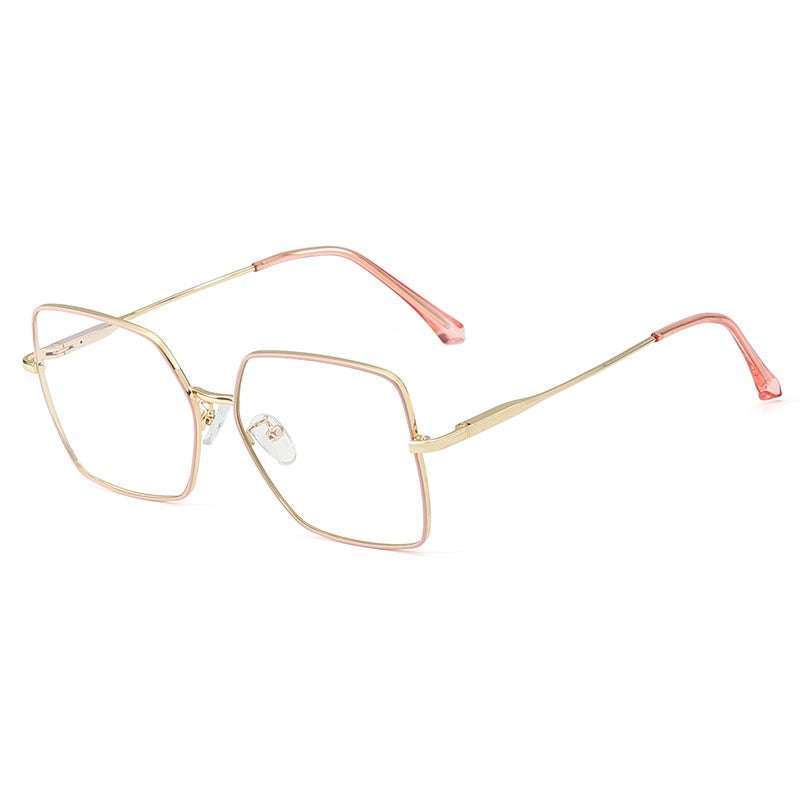 CCspace Unisex Full Rim Square Alloy Frame Eyeglasses 48241 Full Rim CCspace C3Pink