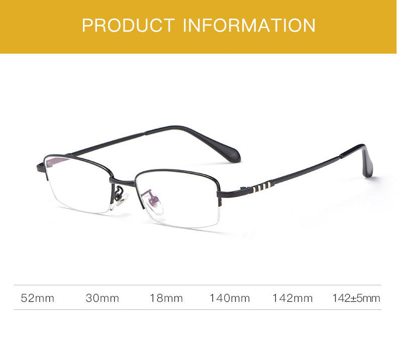 Hotony Men's Semi Rim Titanium Alloy Rectangle Frame Eyeglasses 9071 Semi Rim Hotony