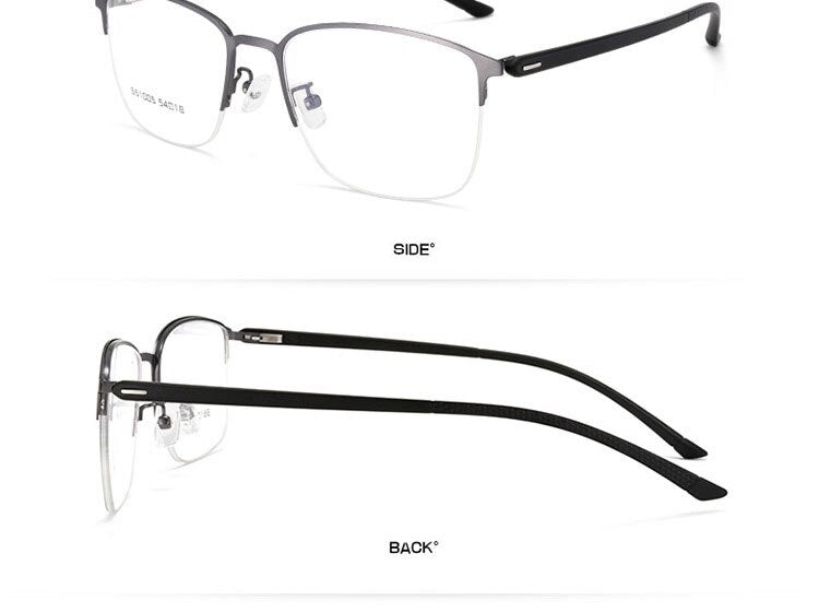 Hotochki Men's Semi Rim Browline Alloy Frame Eyeglasses 61005 Semi Rim Hotochki