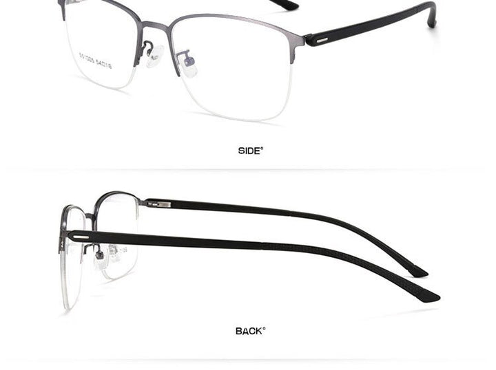 Hotochki Men's Semi Rim Browline Alloy Frame Eyeglasses 61005 Semi Rim Hotochki