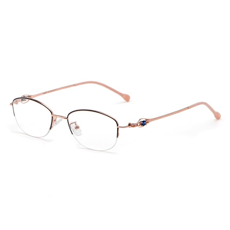 Yimaruili Women's Semi Rim Alloy Frame Eyeglasses 8020Z Semi Rim Yimaruili Eyeglasses Black Gold