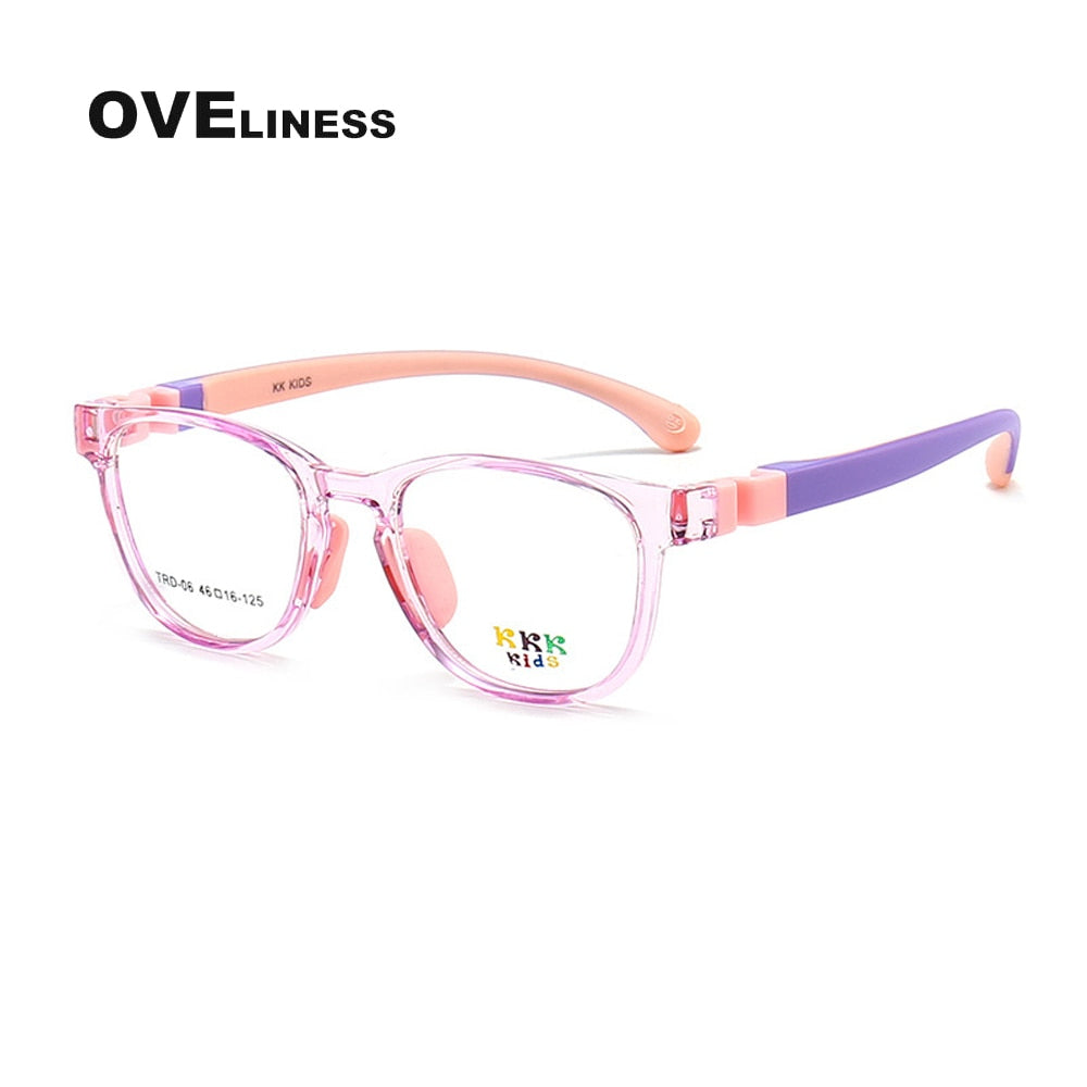 Oveliness Unisex Children's Full Rim Square Round Tr 90 Titanium Eyeglasses Olp06 Full Rim Oveliness C5