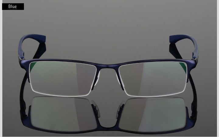 Hotochki Men's Semi Rim IP Electronic Plated Alloy Frame Eyeglasses 9065 Semi Rim Hotochki