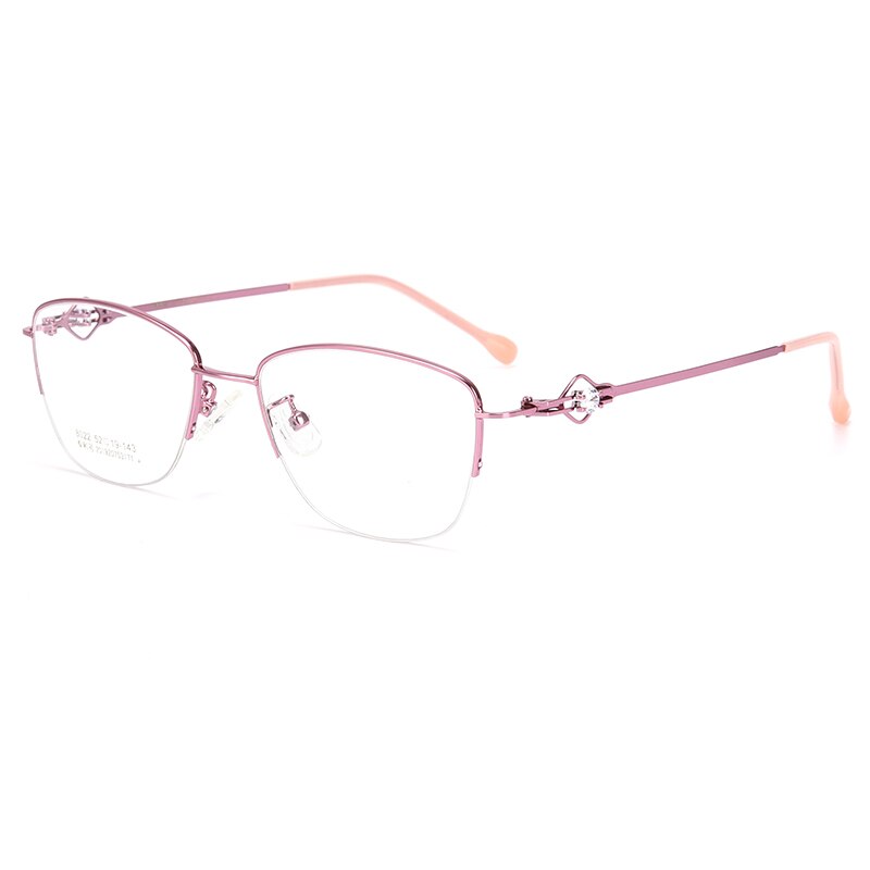Women's Semi Rim Cat Eye Alloy Eyeglasses Hollow Temple Gm8022 Semi Rim Bclear Pink