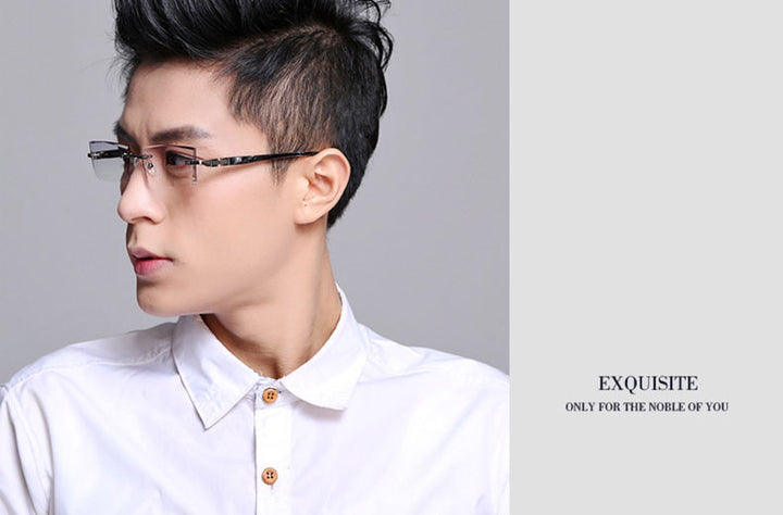 Reven Jate 58050 Alloy Rimless Diamond Cutting Man Glasses Frame Eyeglasses Men Eyewear Rimless Reven Jate