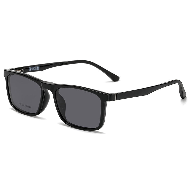 Yimaruili Unisex Full Rim Resin Frame Eyeglasses With Polarized Lens Magnetic Clip On Sunglasses 2146 With Clip Ons Yimaruili Eyeglasses