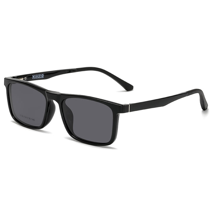 Yimaruili Unisex Full Rim Resin Frame Eyeglasses With Polarized Lens Magnetic Clip On Sunglasses 2146 With Clip Ons Yimaruili Eyeglasses