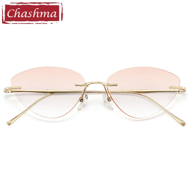 Chashma Ottica Unisex Rimless Triangle Cat Eye Titanium Eyeglasses 632 Rimless Chashma Ottica