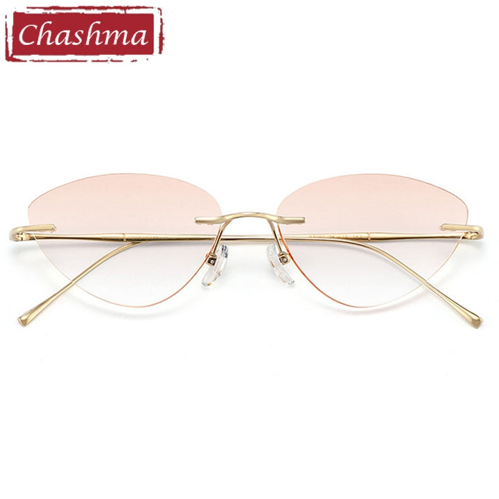 Chashma Ottica Unisex Rimless Triangle Cat Eye Titanium Eyeglasses 632 Rimless Chashma Ottica