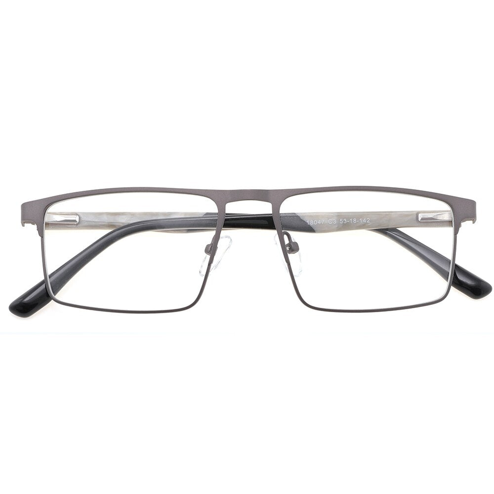 Laoyehui Men's Eyeglasses Square Alloy Reading Glasses 18407 Reading Glasses Laoyehui 0 Grey