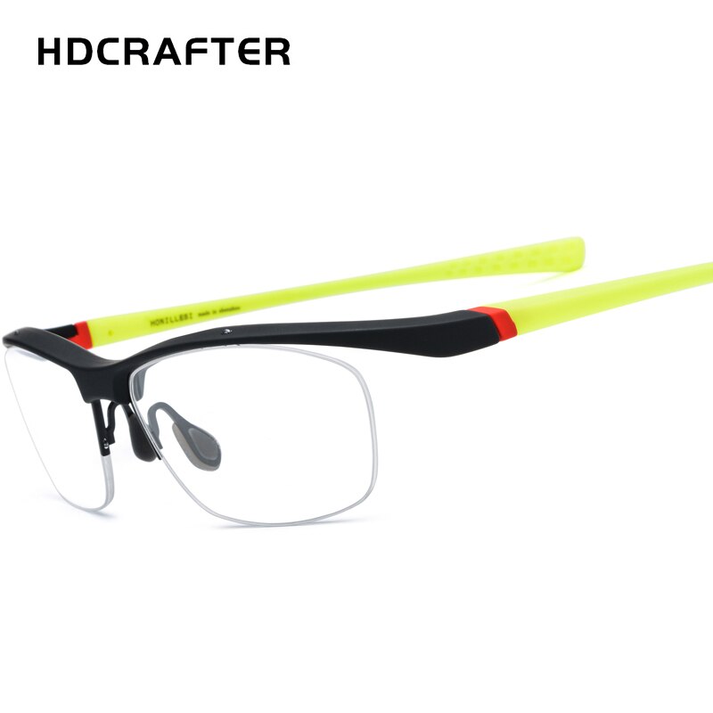 Hdcrafter Men's Semi Rim Rectangle TR 90 Sports Frame Eyeglasses 7027 Full Rim Hdcrafter Eyeglasses Green