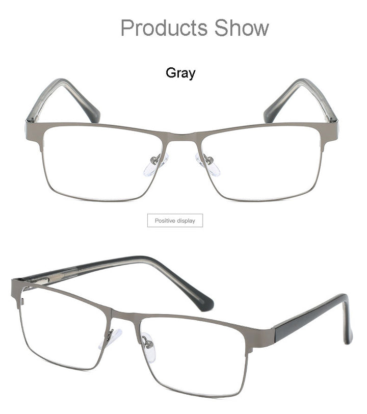 Hotony Men's Full Rim Square Alloy Frame Reading Glasses R89865 Reading Glasses Hotony