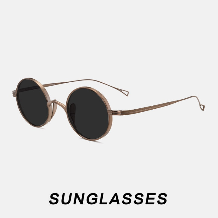 Gatenac Unisex Full Rim Round Titanium Frame Eyeglasses Gxyj02 Full Rim Gatenac Bronze Sunglasses