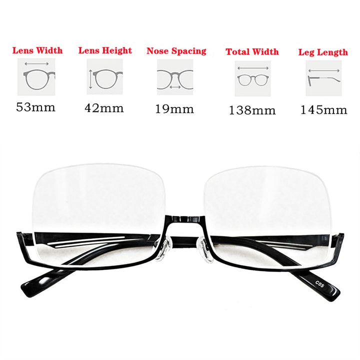 Yimaruili Men's Semi Rim Alloy Frame Eyeglasses YS01 Semi Rim Yimaruili Eyeglasses