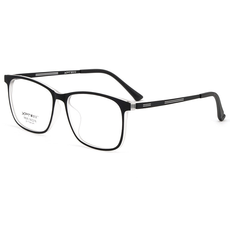Yimaruli Men's Full Rim Titanium Square Frame Eyeglasses 9825 Full Rim Yimaruili Eyeglasses Black Transparent
