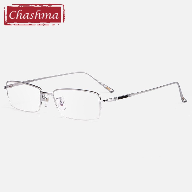Chashma Men's Semi Rim Square Titanium Eyeglasses 8961 Full Rim Chashma Silver