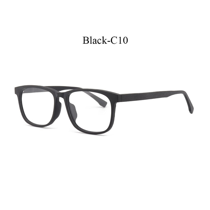 Hdcrafter Men's Full Rim Square Metal Wood Frame Eyeglasses P1689 Full Rim Hdcrafter Eyeglasses C10  