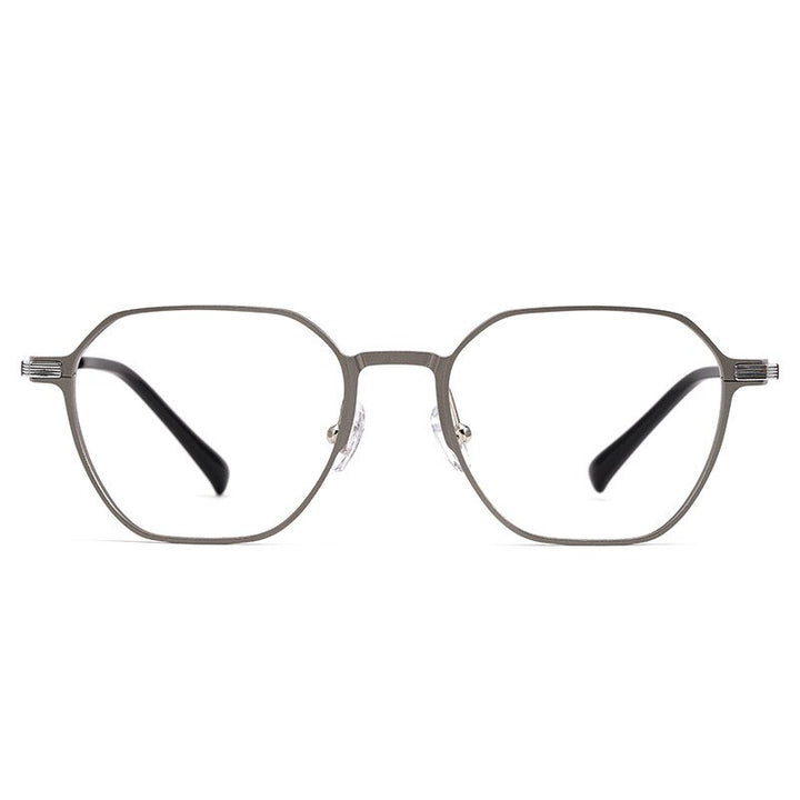 Yimaruili Unisex Full Rim Aluminum Magnesium Polygonal Frame Eyeglasses 5052 Full Rim Yimaruili Eyeglasses