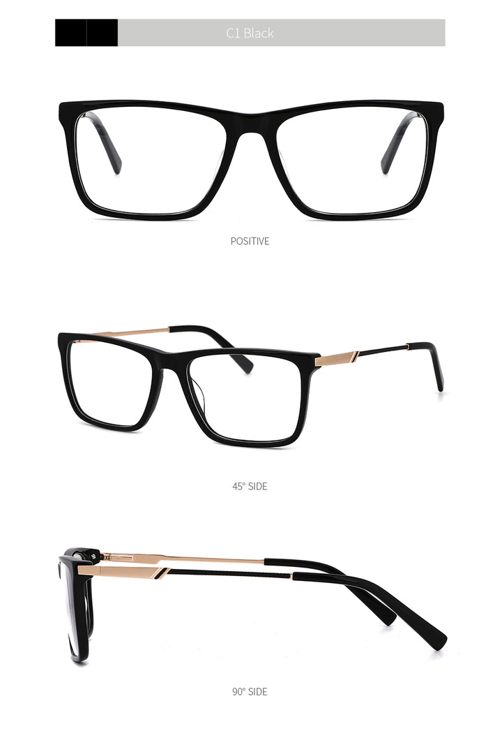 Kansept Men's Full Rim Square Acetate Frame Eyeglasses Mg6104 Full Rim Kansept