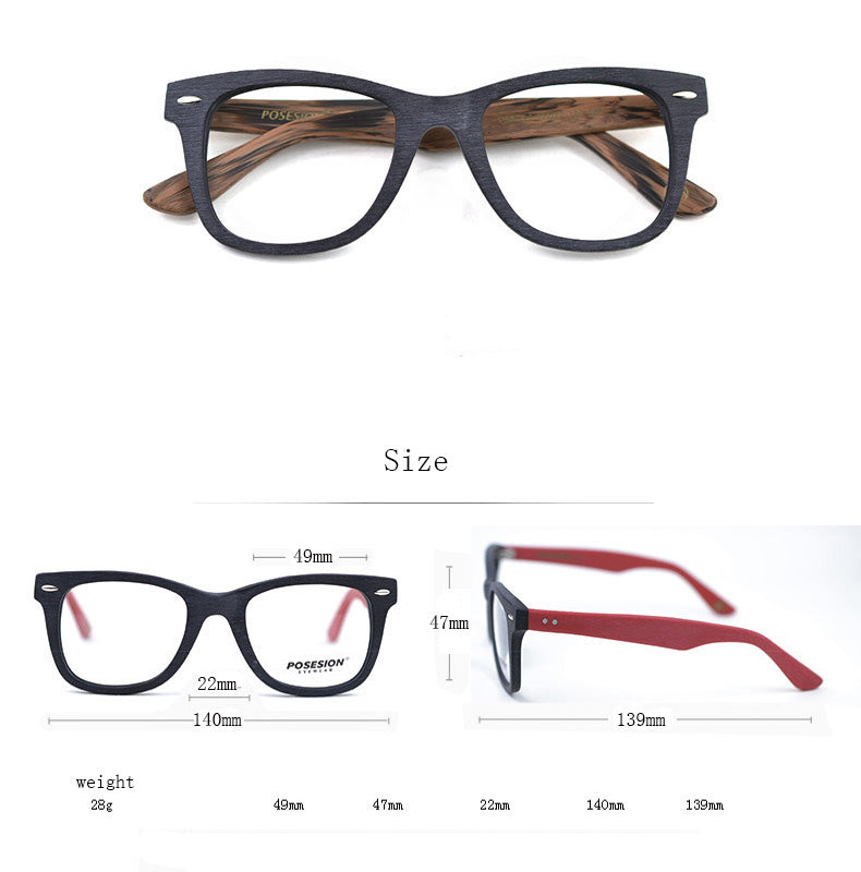 Hdcrafter Men's Full Rim Round Square Handcrafted Wood Frame Eyeglasses Ps6099 Full Rim Hdcrafter Eyeglasses