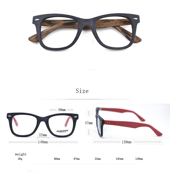 Hdcrafter Men's Full Rim Round Square Handcrafted Wood Frame Eyeglasses Ps6099 Full Rim Hdcrafter Eyeglasses