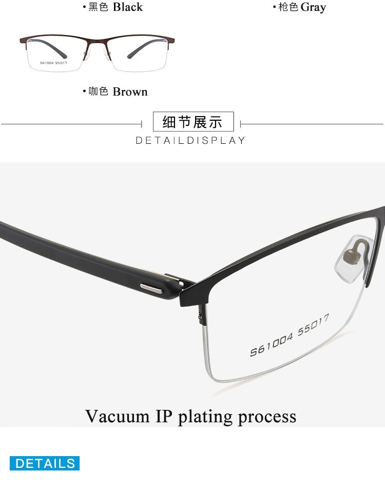 Men's Semi Rim Alloy Frame Eyeglasses 61004 Semi Rim Bclear