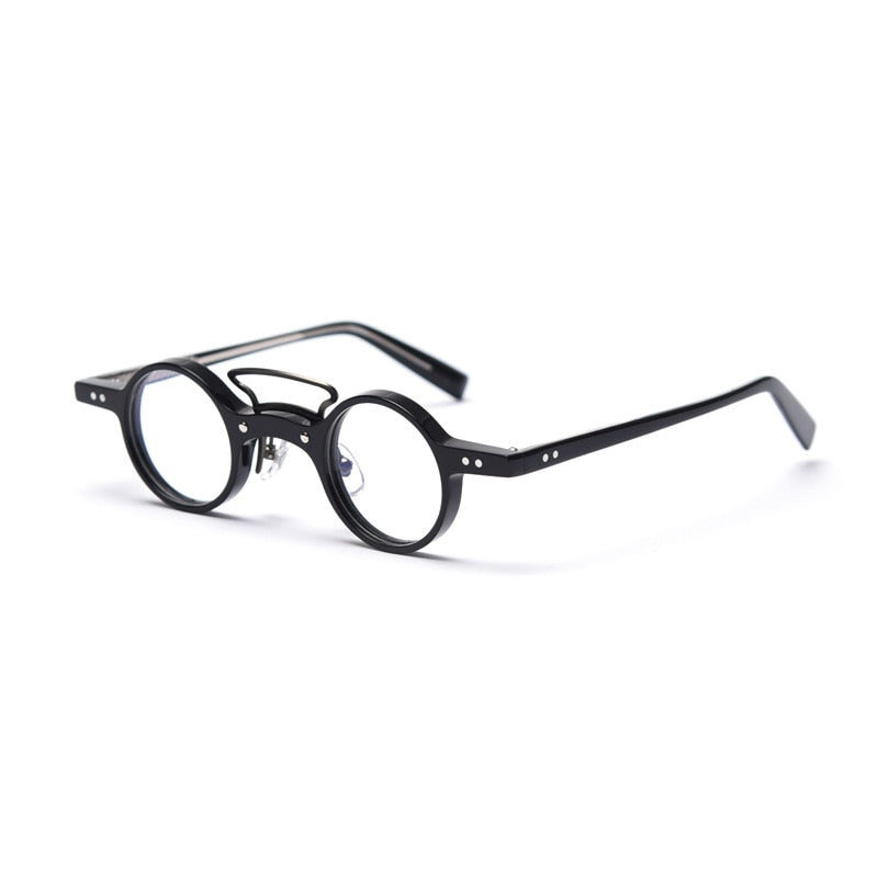 CCspace Unisex Full Rim Round Acetate Punk Double Bridge Frame Eyeglasses 49805 Full Rim CCspace C3Black