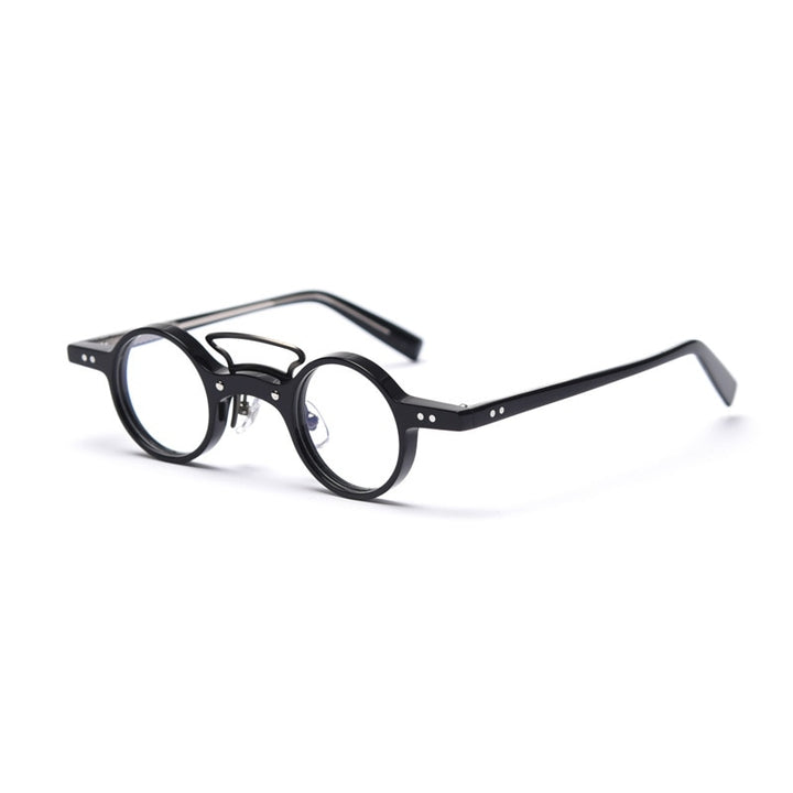CCspace Unisex Full Rim Round Acetate Punk Double Bridge Frame Eyeglasses 49805 Full Rim CCspace C3Black