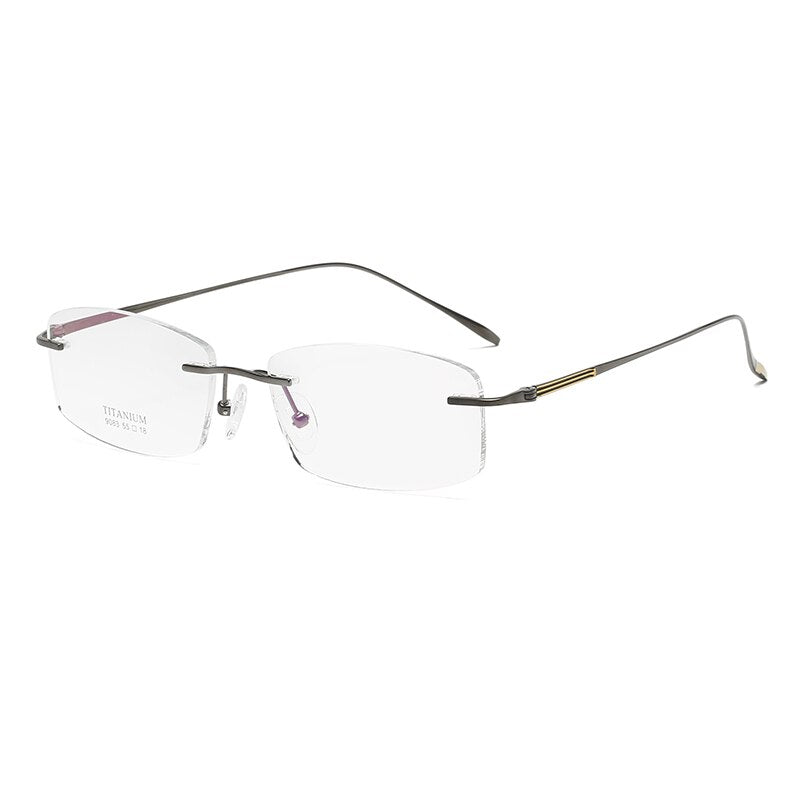 Zirosat 9083 Men's Eyeglasses Titanium Rimless Diamond Trimmed Rimless Zirosat grey