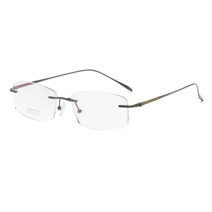 Zirosat 9083 Men's Eyeglasses Titanium Rimless Diamond Trimmed Rimless Zirosat grey