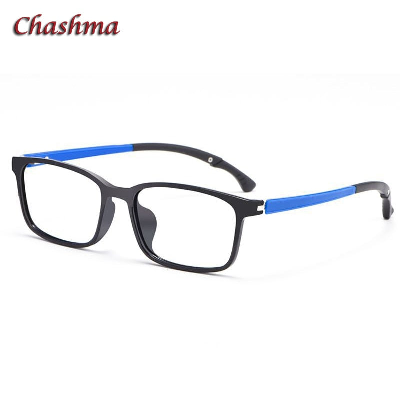 Chashma Ochki Unisex Full Rim Square Tr 90 Titanium Eyeglasses 5106 Full Rim Chashma Ochki Black Blue