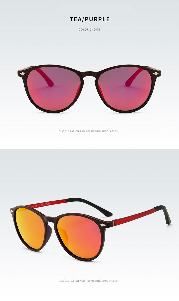 Reven Jate Unisex Full Rim Oval Alloy Rivet Tr 90 Polarized Sunglasses 9900 Sunglasses Reven Jate