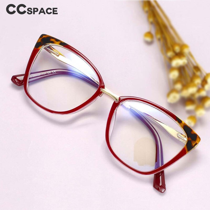CCspace Women's Full Rim Square Cat Eye Tr 90 Titanium Eyeglasses 54077 Full Rim CCspace