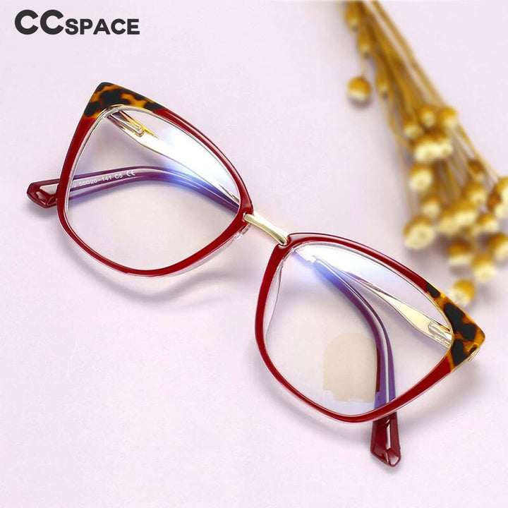 CCspace Women's Full Rim Square Cat Eye Tr 90 Titanium Eyeglasses 54077 Full Rim CCspace