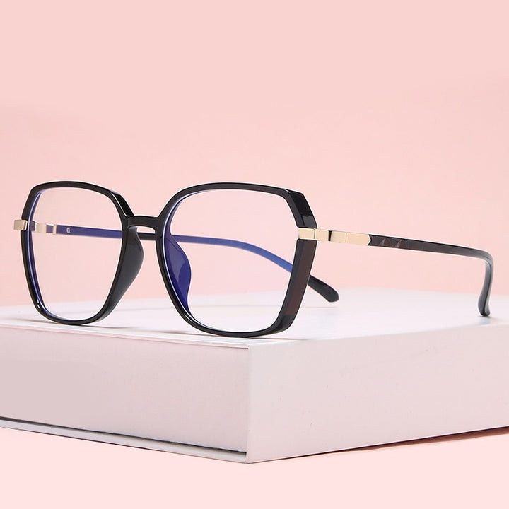 Hotony Women's Full Rim Geometric Acetate Frame Eyeglasses 1530 Full Rim Hotony