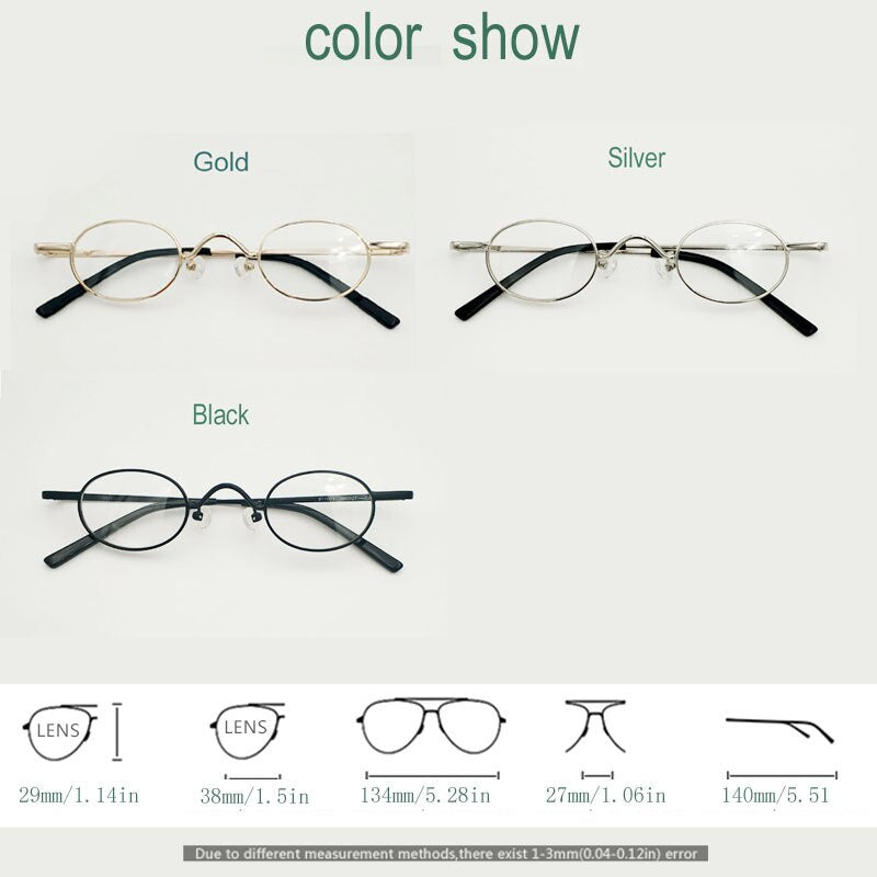 Yujo Unisex Full Rim Small Round Alloy Eyeglasses Y035 Full Rim Yujo