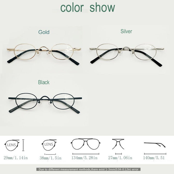 Yujo Unisex Full Rim Small Round Alloy Eyeglasses Y035 Full Rim Yujo