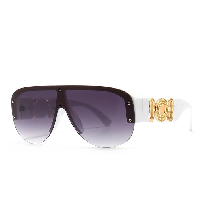 CCspace Unisex Full Rim Oversized Rectangular Resin Frame Sunglasses 46659 Sunglasses CCspace Sunglasses C4White-Gray