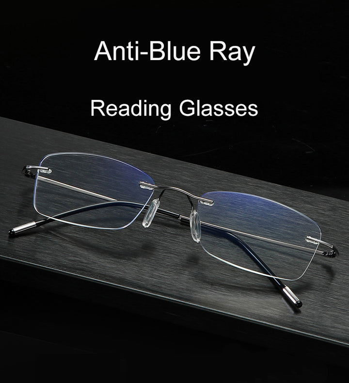 Hdcrafter Unisex Rimless Rectangle Titanium Frame Reading Glasses 8025 Reading Glasses Hdcrafter Eyeglasses