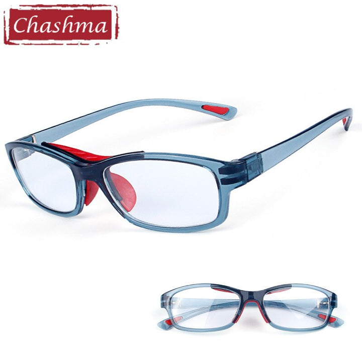 Chashma Ottica Unisex Full Rim Square Tr 90 Titanim Sport Goggle Eyeglasses 010 Full Rim Chashma Ottica Gray Red