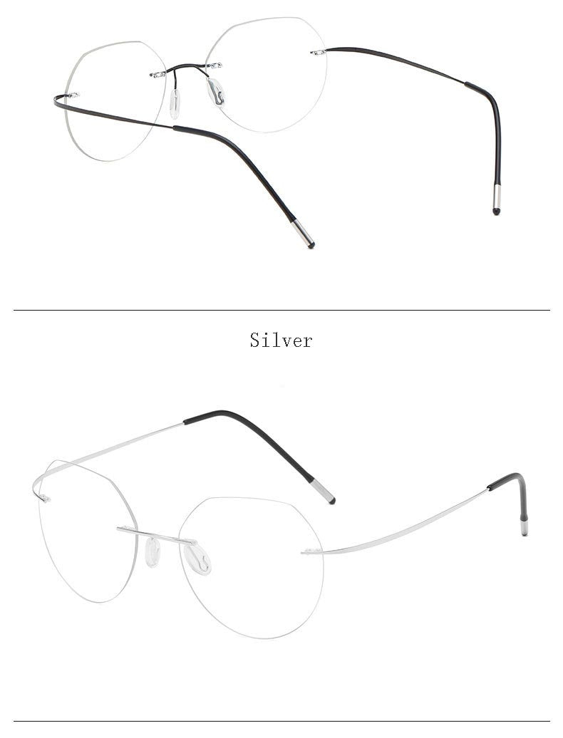 Hdcrafter Unisex Rimless Polygon Round Titanium Frame Eyeglasses 6001-6002 Rimless Hdcrafter Eyeglasses